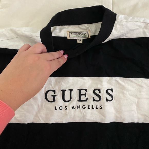 GUESS ORIGINALS black and white striped Crew - Picture 3 of 4